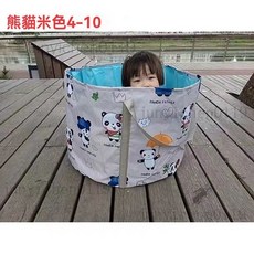 兒童折疊浴缸 寶寶泡澡盆 便攜式沐浴桶, 1個, 卡通小熊貓,1-4歲30cm高50cm寬