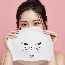 여성 수영모자 긴머리 롱헤어 실리콘 수모 빅사이즈 오묘 [윙키밍키], 1개, 흰색