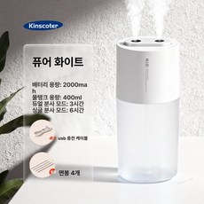 무선 공기 듀얼 노즐 대용량 탁상용 차량용 충전식 USB 가습, 모델 B 화이트, 기본 모델명/품번