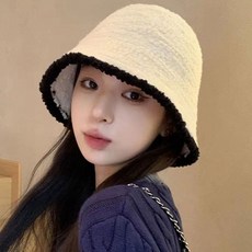 캐주얼 겨울 후리스 느낌의 여자 데일리 버킷햇 모자, 본상품선택, 본상품선택