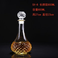 專業紅酒空瓶 - 500ml/1000ml高硼硅耐熱玻璃酒瓶 家用釀酒儲存 歐式復古防漏密封設計, SX-8長脖款800ML, 1個