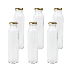 가인글로벌 일자음료300 유리병 골드캡, 300ml, 6개