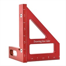 멀티 앵글 측정 통치자 45/90도 알루미늄 합금 목공 사각형 돌출부 Miter Triangle Ruler-Red, 빨간색