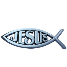 耶穌魚形汽車裝飾貼 車身信仰標誌 防水耐用車尾貼, 1個, JESUS銀, 銀