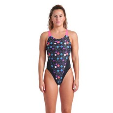 ARENA 여성용 퍼포먼스 퍼니 프린트 컬렉션 컨투어 스윔 테크 백 수영복