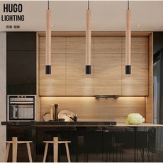 HUGO LIGHTING 北歐創意實木單吊燈 吧台燈 餐廳燈 床頭燈, 原實木加白  E27陶瓷燈頭