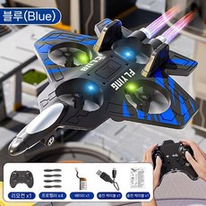 독일 어린이 RC 비행기 전투기 폼 드론 초등학생용 소년 장난감, 독일 품질  표준 - 단일 전기 패키지, 2. 스턴트 파이터 - 블루 핸들 리모컨
