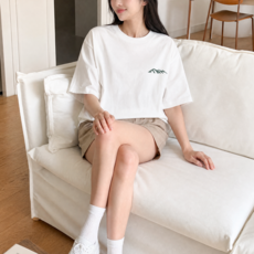 차르미콜 남녀공용 오버핏 반팔티 여름 프린팅 티셔츠