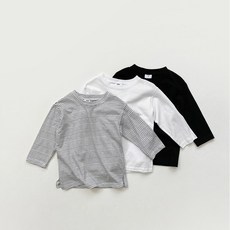 아동 주니어 공용 국내생산 순면 베이직 기본 긴팔 레이어드 티셔츠