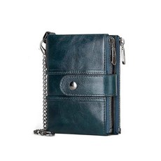 [ 1165408 ] 포라소 천연 가죽 지갑 RFID 차단 여성용 신용 카드 홀더 블루