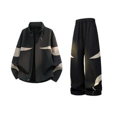 2026春季新款男士休閒潮流時尚套裝 - 青年百搭立領夾克套裝