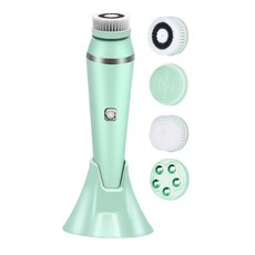 Routop 진동 클렌저 세안기 갈바닉 마사지기 모공 딥 클렌징 4가지 헤드 전체방수 USB충전식, 그린