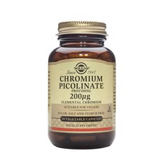 SOLGAR 吡啶甲酸鉻200mcg無麩質無糖素食膠囊, 1個, 90 件