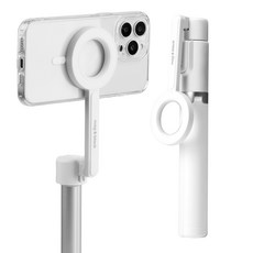 맥앤블랙 탭픽 맥세이프 셀카봉 삼각대 블루투스 휴대폰 핸드폰 촬영용 거치대, 화이트