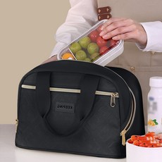 Jeernare 보냉 도시락가방 출근 보온 보냉가방 피크닉용 캠핑용 보냉가방 수거편리 두꺼운 내장패드, 블랙, 1개