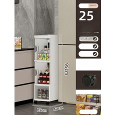 슬림 틈새 수납장 서랍형 주방 욕실 냉장고 옆 정리함, [25cm 폭] 2단 문 1서랍