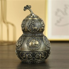 臺灣出貨 牙籤盒 按壓防塵個性創意客廳茶几牙籤罐廚房餐桌牙籤筒底部開瓶器, 福祿 葫蘆青古, 1個