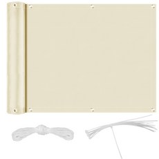 100% 폴리에스터 방수 자외선 차단 발코니 프라이버시 스크린 차양막 방풍 펜스 차양막 그물망, 01 90x600CM, Beige