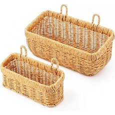 AceList 벽걸이 바구니 보헤미안 스타일 핸드메이드 수납 바구니 - 3개 세트 룸 데코 주방 정원 거실에 이상적AceList 스토어 방문하기, AceList logs, 2 pc (medium), AceList 스토어 방문하기 로그