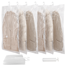 옷걸이형 압축팩 여행용 진공 압축 파우치 패딩 겨울옷 진공팩 + 1개 압축팩 펌프, 1세트, 4개입