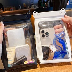 워터파크 PVC 대용량 스마트폰 방수팩 방수 투명가방+크로스 스트랩, 1개, 블랙