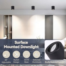 스포트라이트 GU10 천장 조명 각도 조절 가능 LED 스팟 램프 110V 220V 표면 장착 (거실 침실용), 01 White GU10 Base, 01 Warm light