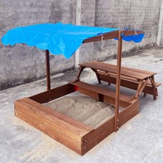 모래놀이터 만들기 샌드아트 샌드박스 원목 촉감놀이, G. 1.21.220cm 테이블 의자 모래통 천막 포함