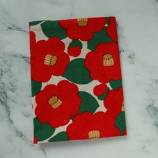 現貨E區 花朵、花磚圖案 布書衣 A5尺寸 書套 書皮, 1個, E-15 山茶花(有色差，花朵是桃紅色)