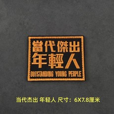 個性文字刺繡魔術貼臂章：DIY戰術背心背包裝飾布貼, 1個, 當代傑出年輕人