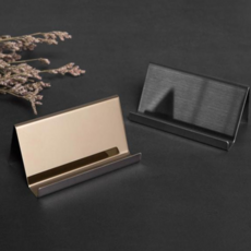 기니디샵 고급 스텐 명함 거치대 엽서 보관함 꽃이 정리함 꽂이 케이스 스탠드 사진 홀더 카드 정리 쿠폰함, 1개, N16  실버_무광