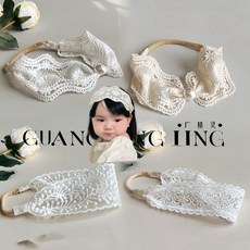 韓版嬰兒髮帶 夏季百搭蝴蝶結蕾絲髮飾 可愛頭花彈力頭帶 甜美公主蕾絲花邊頭飾 女寶寶髮帶 新生兒女寶搭配禮服髮飾