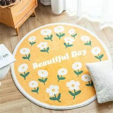원형러그 식탁 카페트 매트 미니 거실러그 거실카페트 주방발매트 북유럽 사계절러그 단모러그 먼지없는러그 원형카페트 거실카펫트 침실 극세사러그 타원형러그 수입카페트 빈티지러그 침실러그, 둥근 노란 꽃, 직경 100CM 원형(얇은 크리스탈 벨벳)