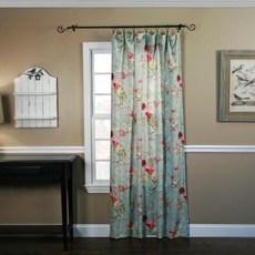 Ellis Curtain Balmoral 100% 원단 완벽한 장식 꽃무늬 프린트 로드 포켓 패널 창문 커튼 - 112.4cm x 213.4cm 레드