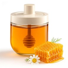 Carrotez 디퍼가 있는 꿀 병 355ml(12온스) - 주방 카운터용 트위스트 없는 뚜껑이 유리, Carrotez 디퍼가 있는 꿀 병 355ml(12온스