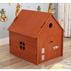 홈 모던한 반려묘 나무 강아지 집 가정용 우드 반려견 애완묘 인테리어 애완견 조립, M-중형 5kg 이내 강아지 거주 가능, 유자나무에 문양이 있다.