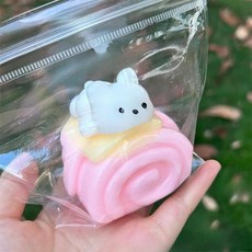 캐릭터 스퀴시 슬랑이 스트레스볼 장난감 말랑이 찐득볼 왁뿌볼 모찌 스트레스해소 ASMR, 토끼 롤