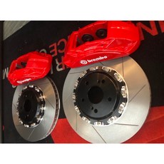大桃園 BREMBO OE F55 355/380MM內油路四活塞 浮動碟盤 卡鉗 金屬油管 煞車皮, 1個, 355MM