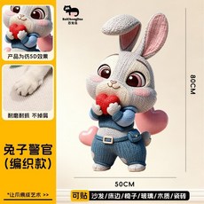 百寵島新款5D視角效果兔子警官貓咪毛氈貼牆, 視覺5D效果,漢堡貓