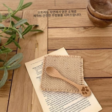 고양이발 발바닥 스푼 요거트 우드 홈카페 고양이발 스푼 디저트 핸드메이드 느티나무 가벼운 내추럴