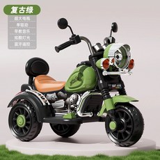 商檢合格兒童摩托車充電遙控車，仿真摩托車，強勁動力超長續航，穩固安全防側翻，酷炫造型可坐人童車, 單驅綠【手機藍牙+防爆大電+后椅】超動力, 1個