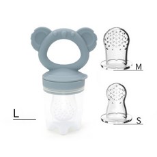 台灣FDA 贈3個網袋 咬咬樂 果汁咬咬樂 蔬果咬咬樂 副食品餐具, 無尾熊灰藍