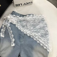 레이어드 스커트 시스루 화이트 레이스 랩 치마망사