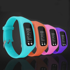 아이데이 실리콘 밴드 손목 만보기 시계 런닝 조깅 워킹 걸음 측정 디지털 만보 계 ( 10컬러 ), 연핑크, 1개