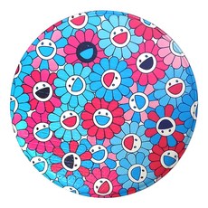 토탈하우스 해피플라워 사우나방석 원형 (M) 양면 사우나매트 국산제조 캠핑방석 목욕방석 원형방석, 1개, 블루