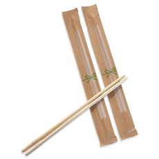 리본 둥근 대나무 젓가락 개별포장, 100개, 1개