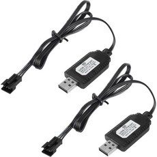 RC 모델 차량 버기 카 트럭 보트용 SM3P 플러그 커넥터가 있는 YACSEJAO 2팩 7.4V LiPo 배터리 USB 충전 케이블
