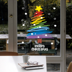 크리스마스 트리 대형 감성 스티커, 컬러 트리