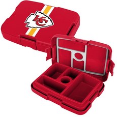 FOCO NFL 유니 성인용 공식 라이선스 팀 컬러 스트라이프 기본 로고 풋볼 누출 방지 5칸 도시락 상자 - 캔자스 시티 치프스, FOCO NFL 유니 성인용 공식 라이선스 팀 컬러 스