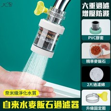 水龍頭過濾器 - 奈米級淨化水質 六重過濾 附棉片, 1個, 水質過濾器-白色