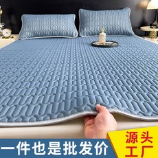 乳膠冰絲涼蓆三件套夏季加厚乳膠可機洗學生單人宿舍空調冰絲軟席, 【升級款】賓利藍-牀鋪款(一觸即涼 燥熱退散)